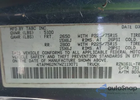 1998 Toyota Tacoma from USA, damaged, VIN 4TAPM62N7WZ113071